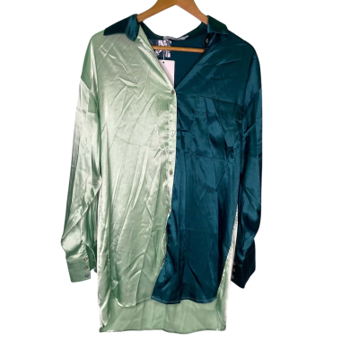 All About May  Womens  Size 8 Long Sleeve Shirt Two tone Green 