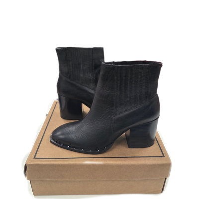 Womens ASOS DESIGN Wide Fit Restless Leather Block Heel Ankle Boots in Black – UK 6 / US 8 / EU 39