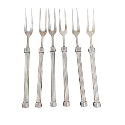 Set of 6 Vintage Style Silver Plate Cocktail Forks 