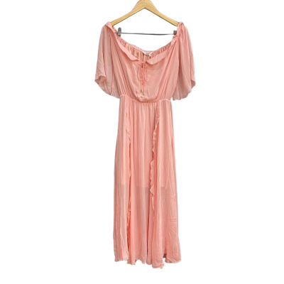 Belle & Bloom Womens Amour Amour Ruffled Midi Dress Size XS Peach / Pink  
