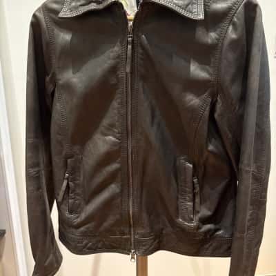 Butterfey faux leather brown bomber jacket