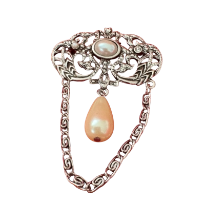  Womens Silver Tone Filigree Brooch 