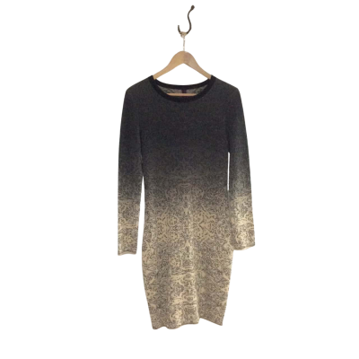 Marccian Women's Size 12 Long Sleeve Dress Beige / Black  
