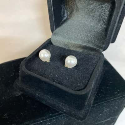 Stamped AS 925 Faux Pearl Earrings 