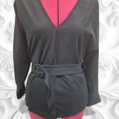 Witchery Womens  Size 12 / 14 / M 3/4 Sleeve Top Black  