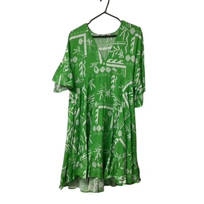 Womens Label of Love Size M Casual Dress Green / White 