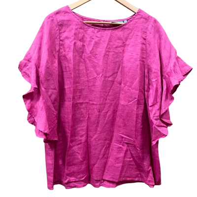 Blue Illusion Magenta Ruffle Sleeve Top Size S