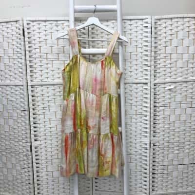 Aureta Womens Size L Mini Dress Off White / Orange / Pink  / Yellow 