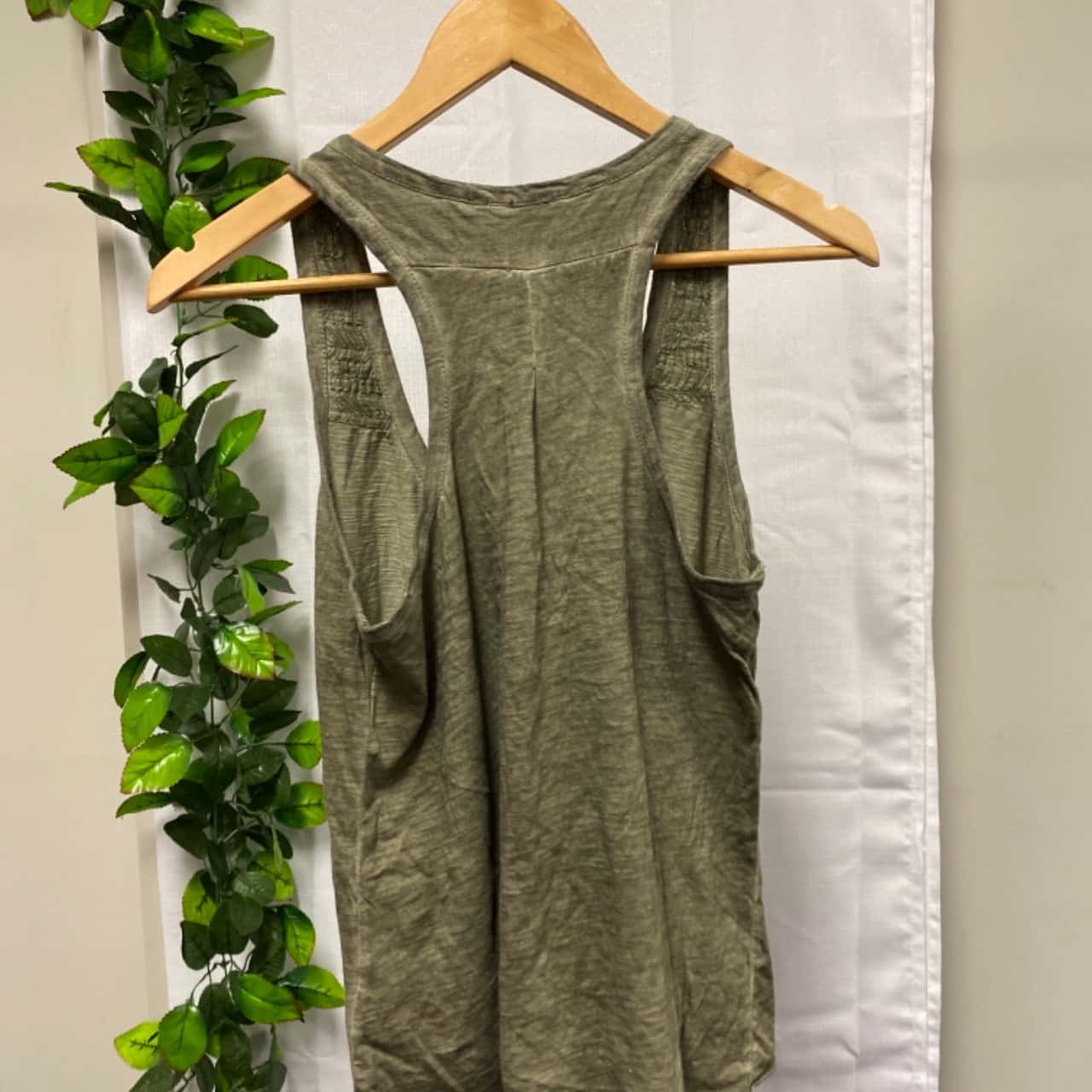 Rusty Tank Girl Contrast Staple Singlet Khaki