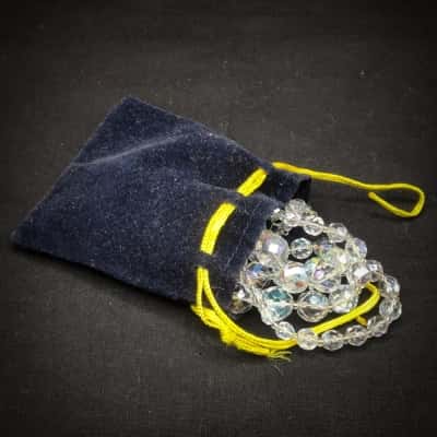 Brilliant Condition 1950's Vintage Aurora Borealis Coated Crystal Bead 3 Strand Necklace 44cm Long In Gift Pouch