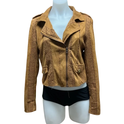 Jaase Womens 100% Cotton Size S Cropped Jacket Brown 