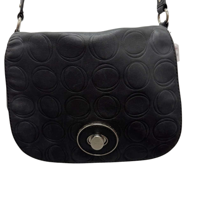 Oroton Black Leather Flap Bag