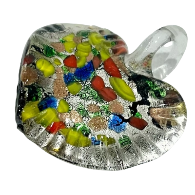 Art Glass Love Heart Multi-Coloured Pendant 