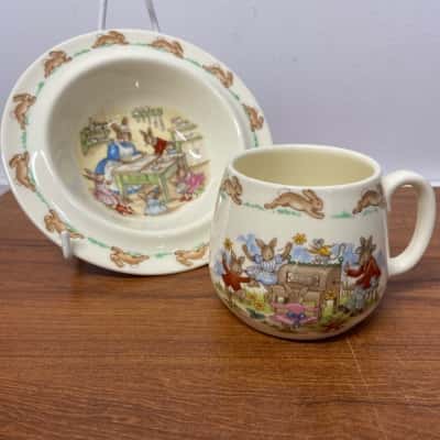 Vintage Royal Doulton Bunnykins cereal bowl and mug