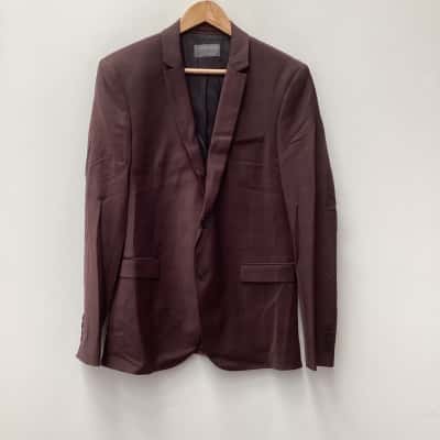 Zara Man Mens  Size XL/42 Blazer Black  / Maroon Jacket
