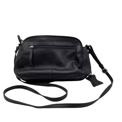Colorado Womens Leather Black Cross Body Bag 3 Compartments 22x15x8cm (HB1)