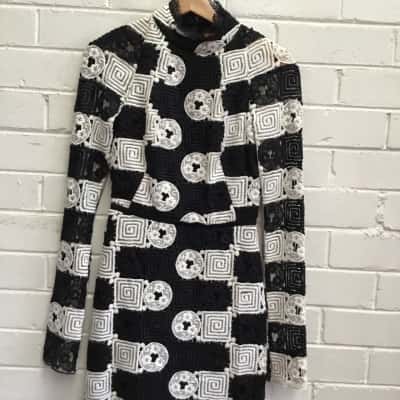 Manning Cartell Womens  Size 6 Long Sleeve Dress Black  / White 