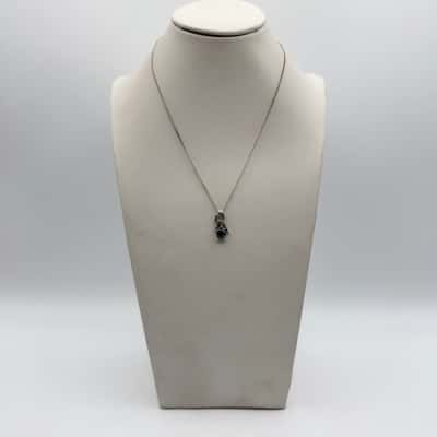Vintage 925 Hematite Pendant Necklace 