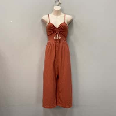 Roxy Womens  Size 10 / M 3/4 Wide Leg Jumpsuit Soft Rust 