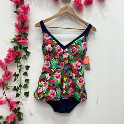 Regatta Womens  Onepiece Bathers Size 12 Floral / Navy Blue 