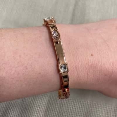  Womens Mimco Rose Gold Tone Diamanté and Champagne Coloured Stones Studded Bracelet  