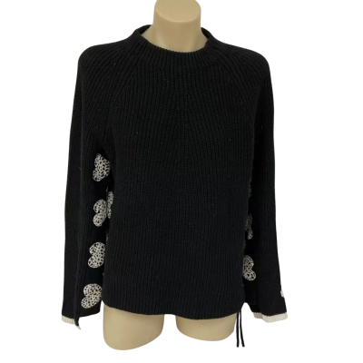 OUI Black Heart Design Jumper Size UK8 