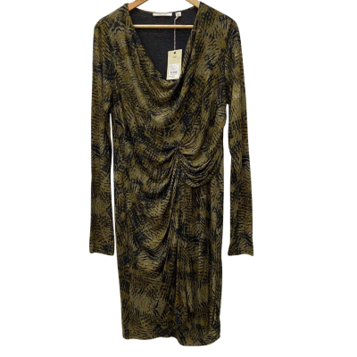 Country Road Cowl Neck Dress in a Woodgrain Colour/Pattern Size XL