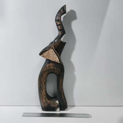 Hand-Carved Wooden Elephant Figurine