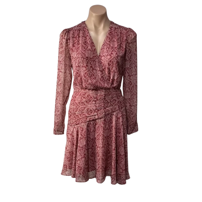 Forever New Womens Size 8 Rust Harmony Paisley Print V-neck Long Sleeve Skater Dress 