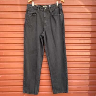  Half Half Mens Size 32 Black Straight Jeans