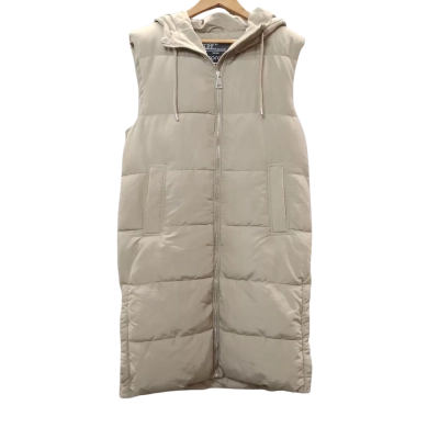 Stradivarius Women's  Size XS Sleeveless Beige Hooded Puffer Jacket