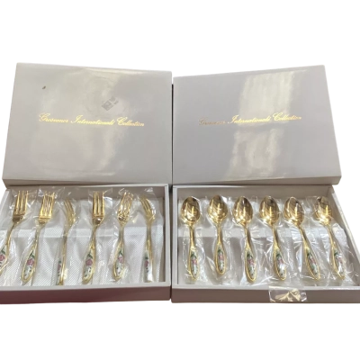 Grosvenor gold plated knives and spoons