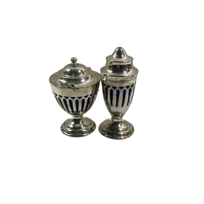 Mustard Pot & Pepper Shaker Silver Plated