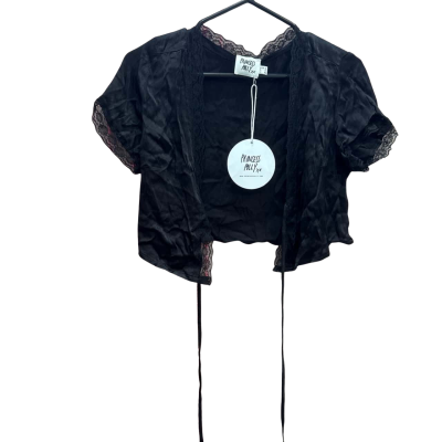 Princess Polly Womens  Size 4 Vintage Tie up Black Top 