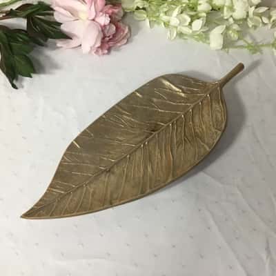 Decorative Gold Coloured Metal Leaf Tray