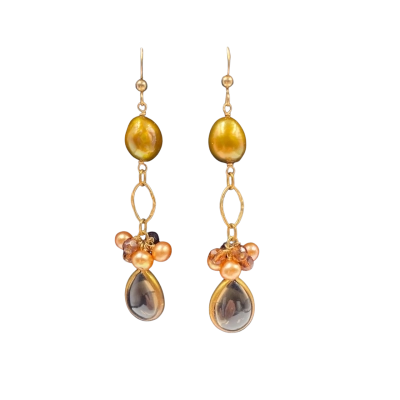  Womens Earrings Brown / Gold / Green 