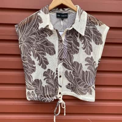 Elka Collective Womens Size 8 Brown & Cream Floral 'Anara' Sleeveless Top  