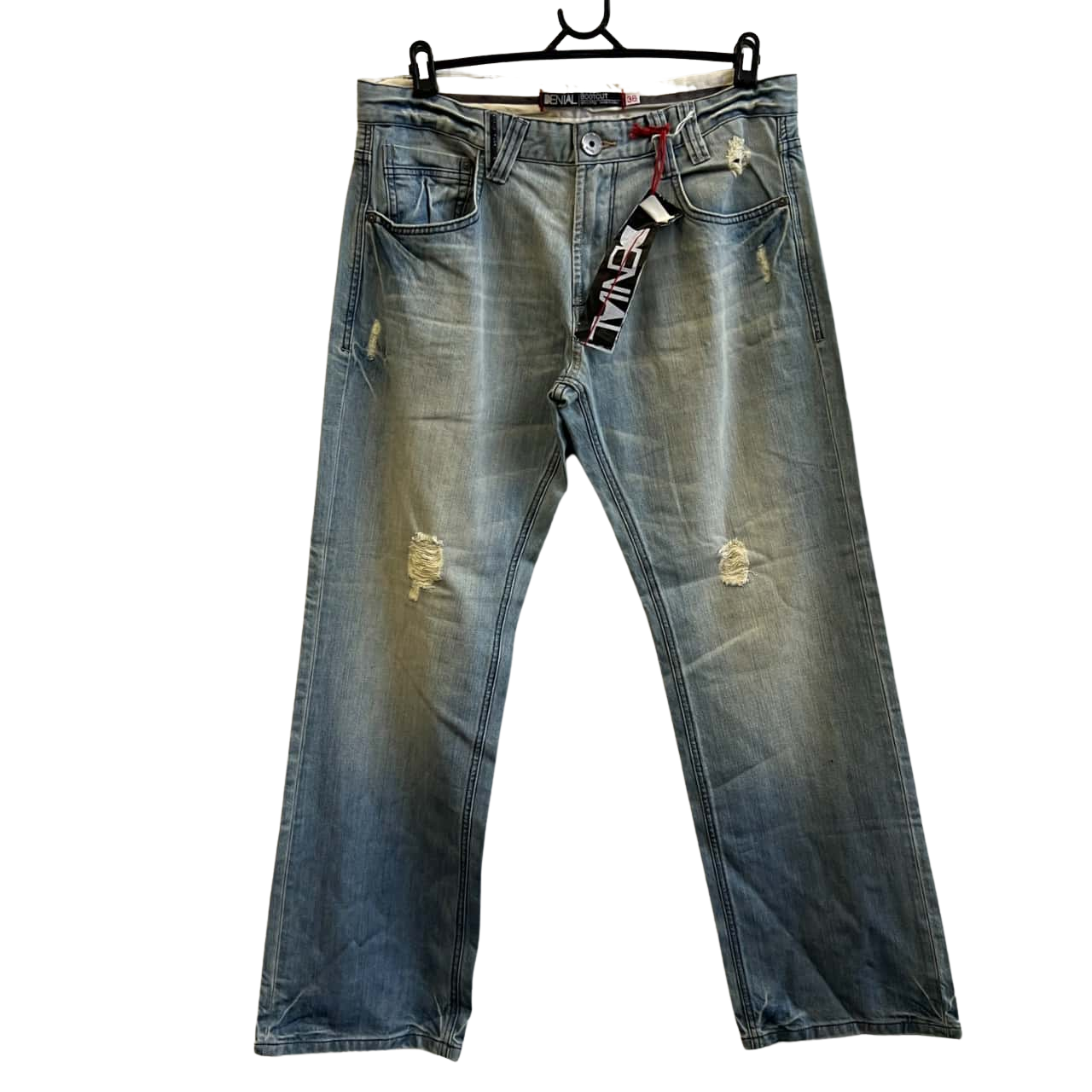 Denial Mens Size 36 Bootcut Jeans Light Blue