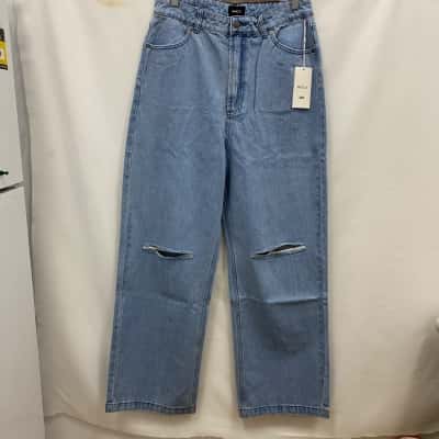 RVCA Women's Ripped Cotton Denim Pants Size 32 Blue RRP$100
