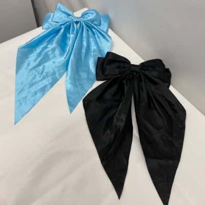 Hand Made Women's Hair Clips Satin Style 2 Pieces Black / Blue 