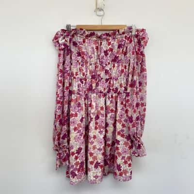 Sabo Skirt Purple Floral Doja Off Shoulder Mini Dress  Size S 
