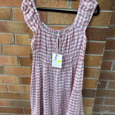 Ghanda Womens  Size M Mini Dress Checked / Pink  