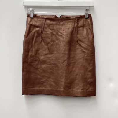 Oxford Womens  Size 6 A-Line Skirt / Midi Skirt Brown / Gold 