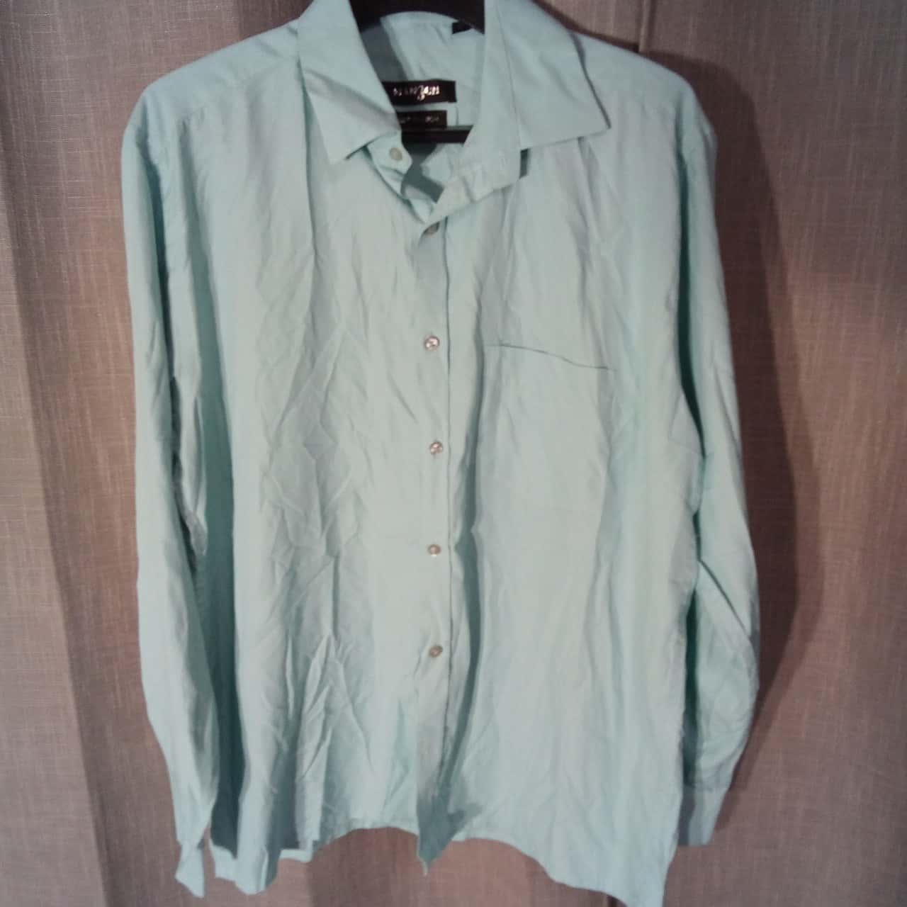 $10 Manzon Mens Aqua/White Fine Check 