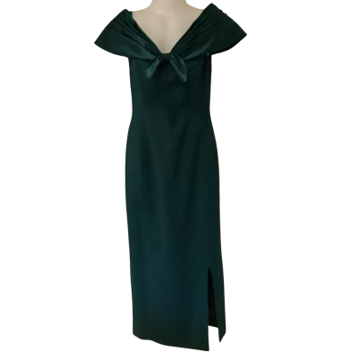 VINTAGE** MORTON MYLES.  Emerald Green off the Shoulder Gown.   Size 14
