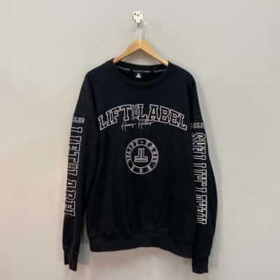  Lift The Label - Heavy Hitters Mens  Size XL Logo Jumper Black  