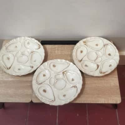 3 Antique Oyster plate