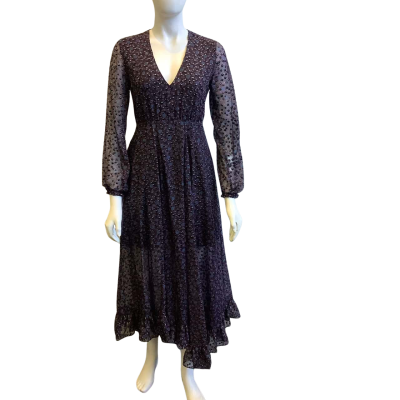 Maje Women's Brand Size 1 Long Sleeved Maxi Dress Multicoloured 