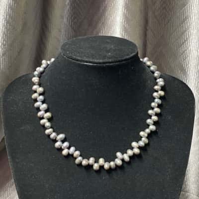 Top Drilled Peacock Pearl Necklace   
