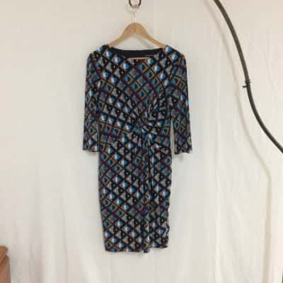 Anthea Crawford Women's Size 10 Long Sleeve Dress Multicoloured / Pattern 